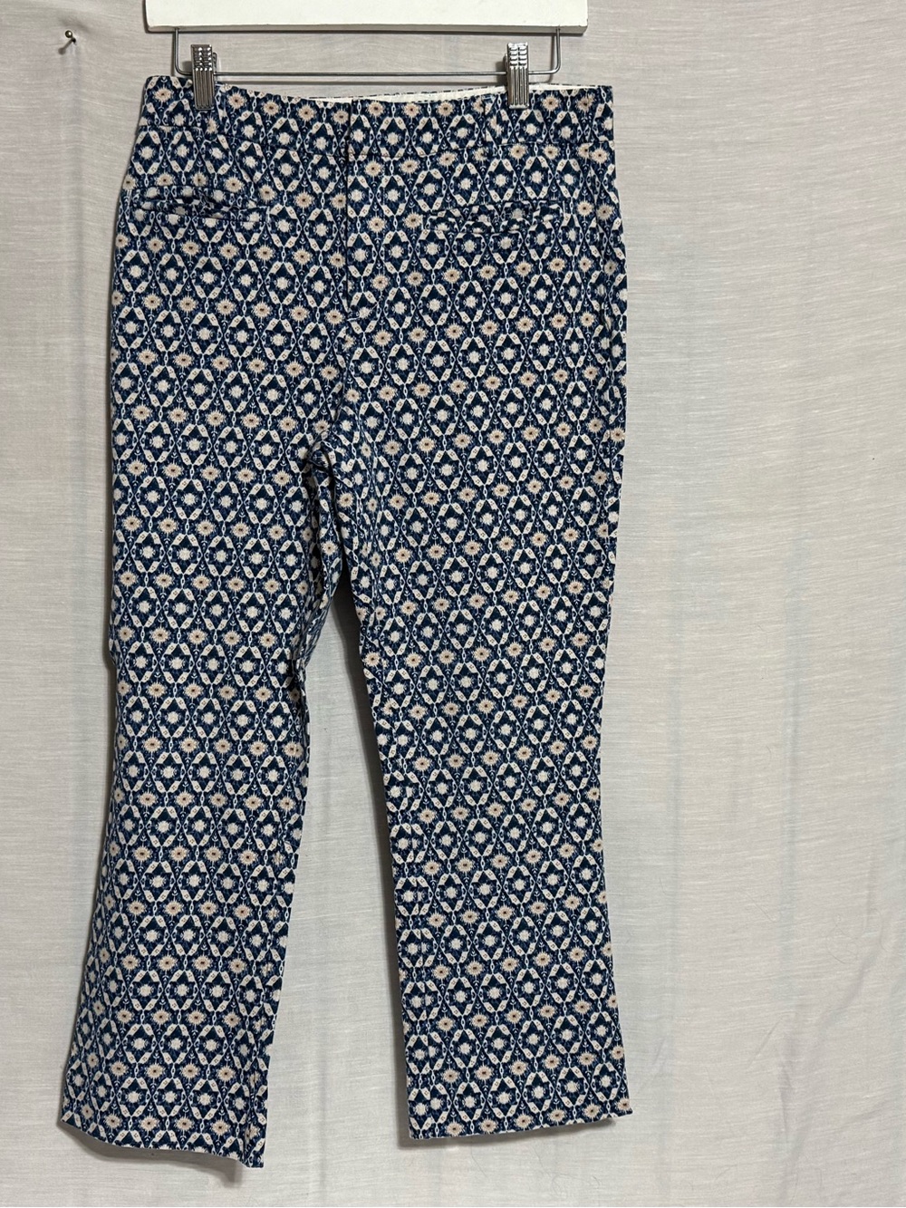 Maeve Anthropologie Essential High Rise Kick Flare Pants Blue Print Size 8